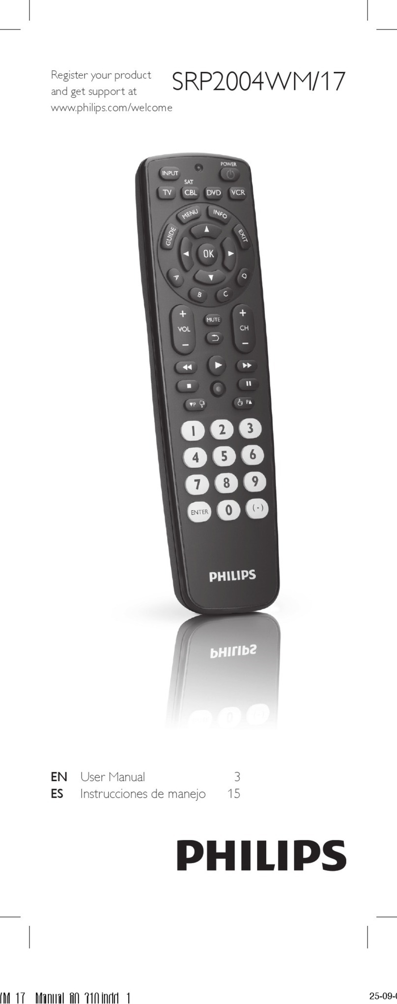 Philips Universal remote control SRP2004WM/17 User manual
