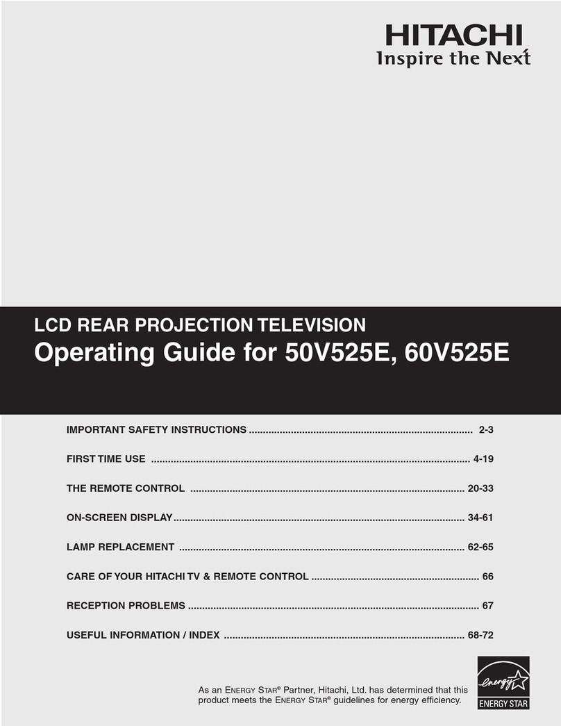 Hitachi 50V525E - LCD Projection TV operating guide