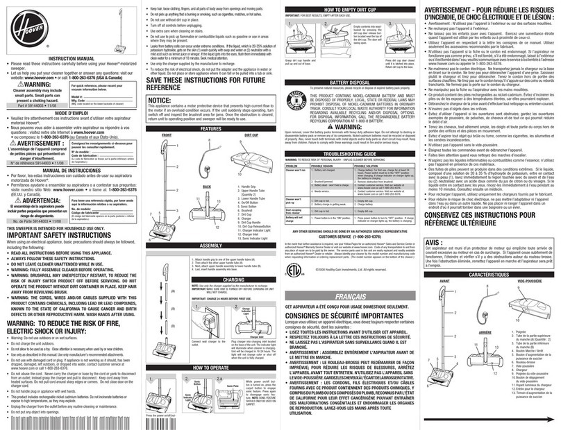 Hoover 59144003 instruction manual