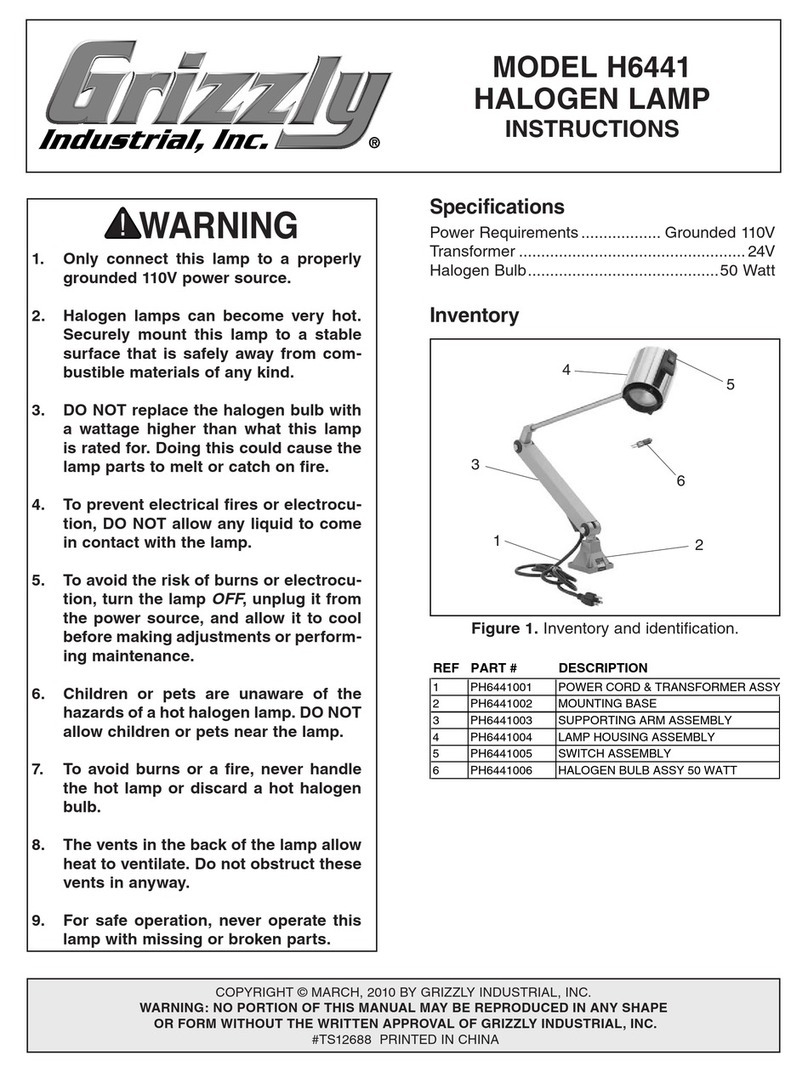 Grizzly HALOGEN LAMP H6441 instructions