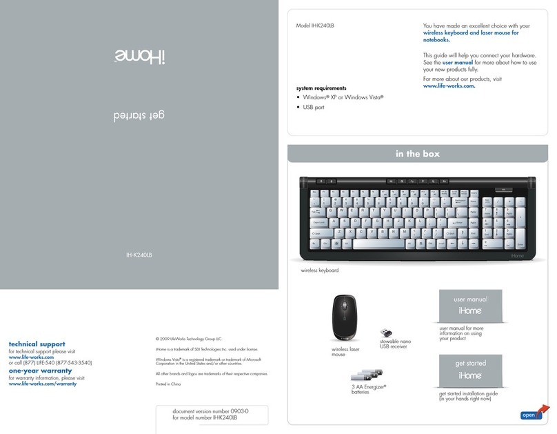 iHome IH-K240LB quick start guide