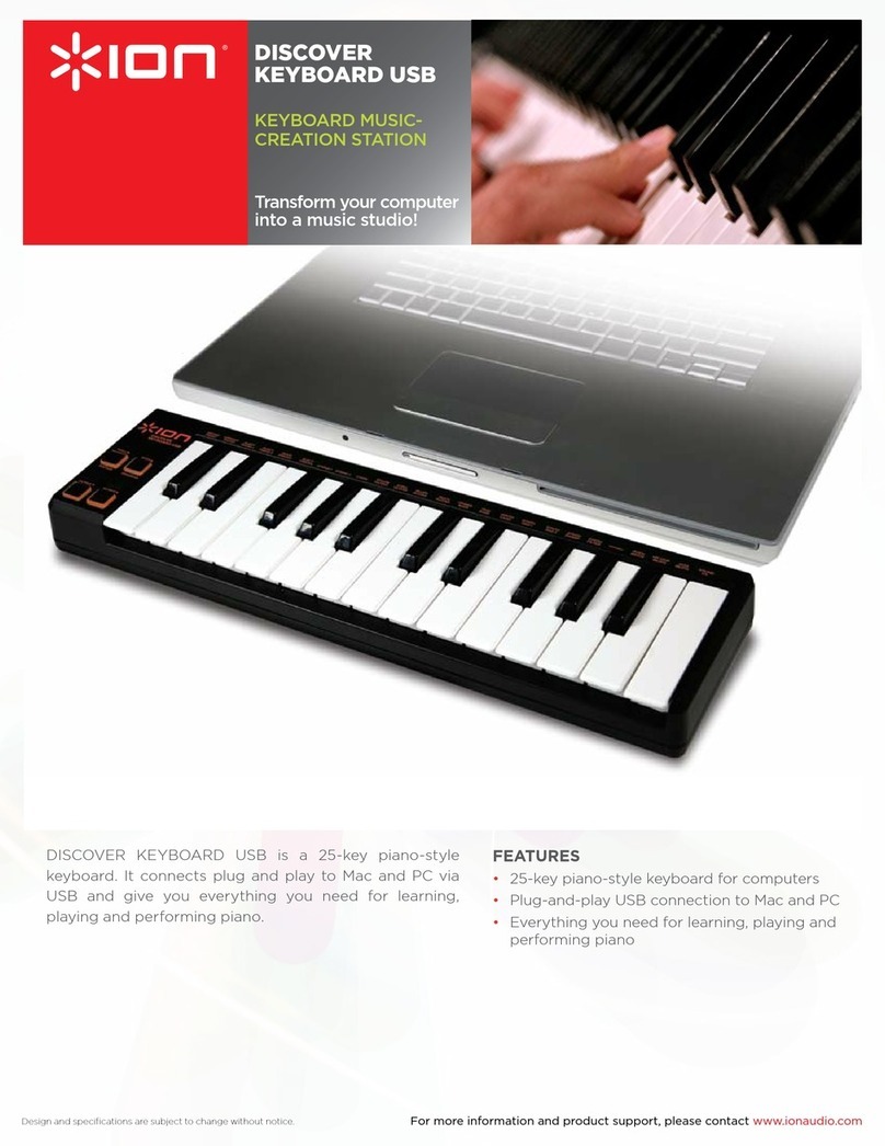ION DISCOVER KEYBOARD USB Specification sheet