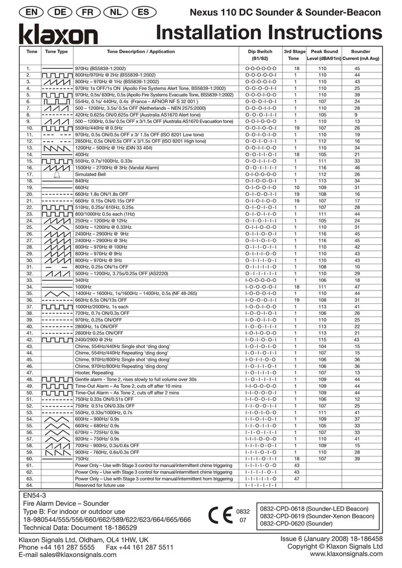 Klaxon Nexus 110 DC installation instructions