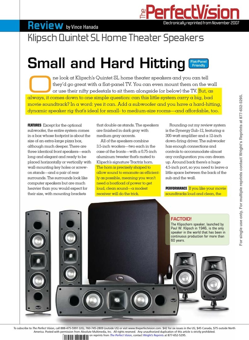 Klipsch Synergy SUB-12 brochure