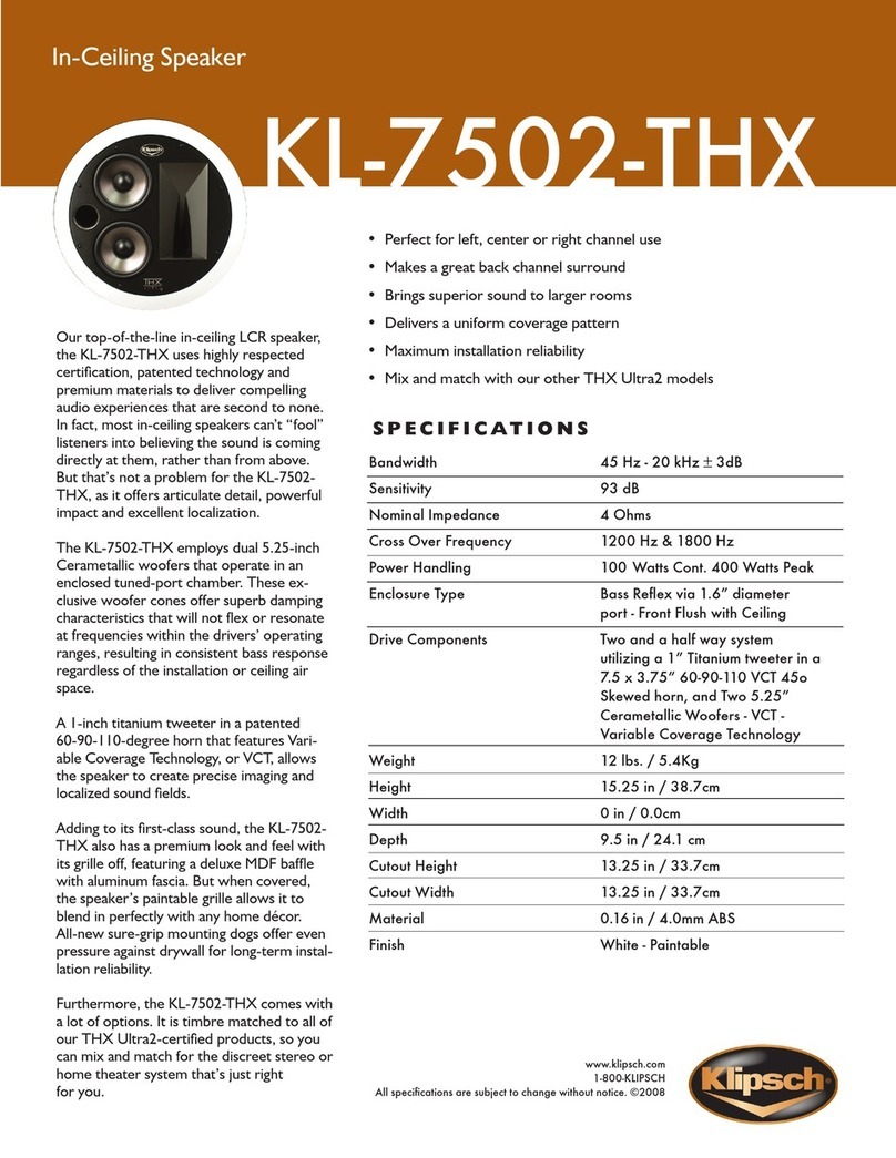 Klipsch KL-7502-THX Specification sheet