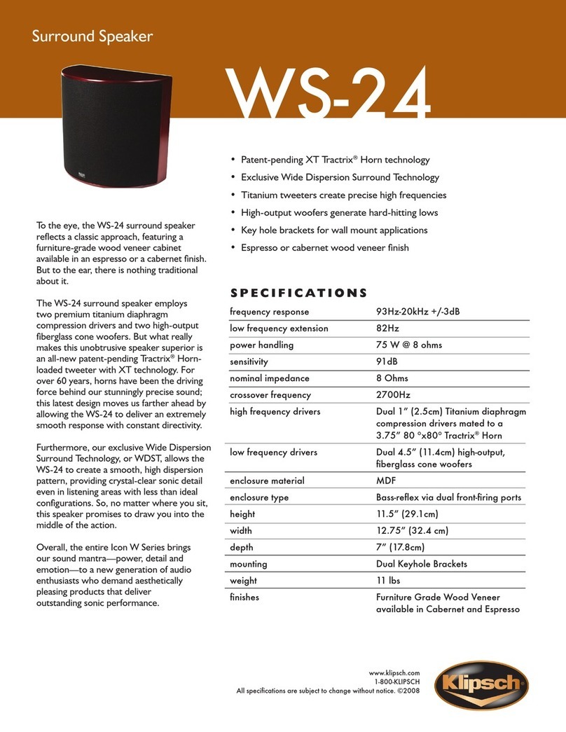 Klipsch Icon WS-24 Specification sheet