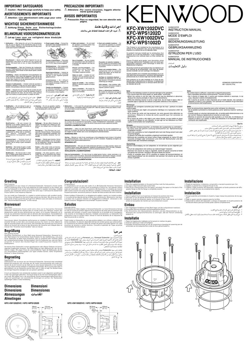 Kenwood KFC XW1202DVC instruction manual