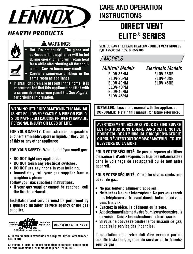 Lennox Hearth Products EN04-VDLE Care and operation instructions