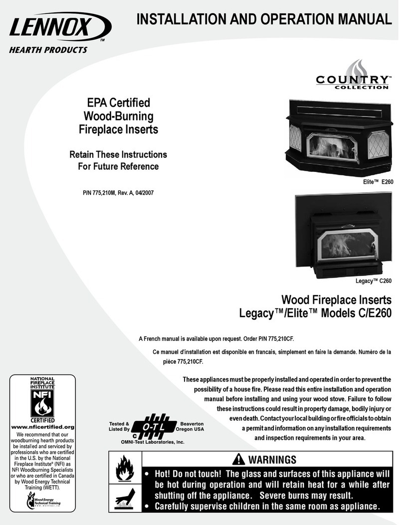 Lennox Hearth Products LEGACY C260 Installation and operation manual Lennox Hearth Products LEGACY C260 Installation and operation manual