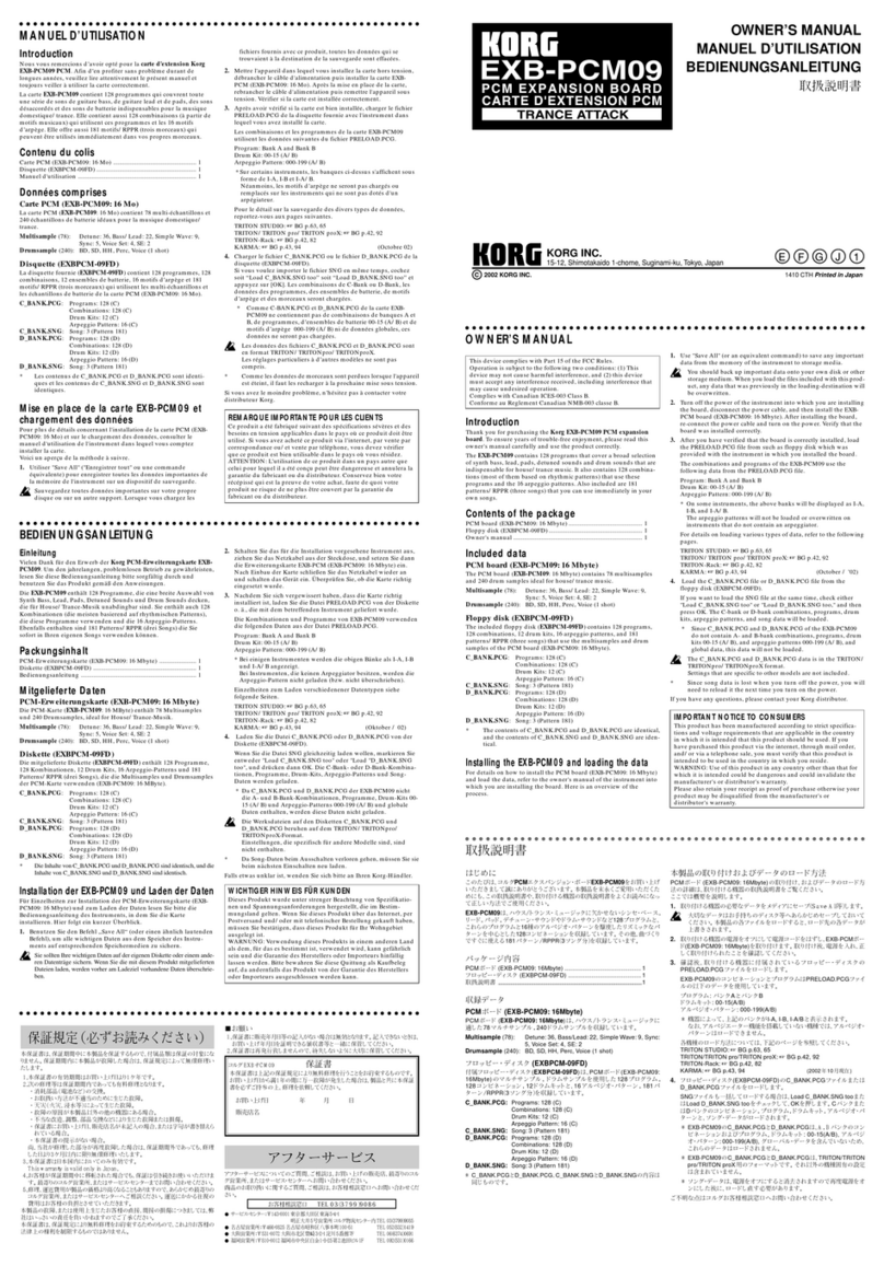 Korg EXB-PCM09 User manual
