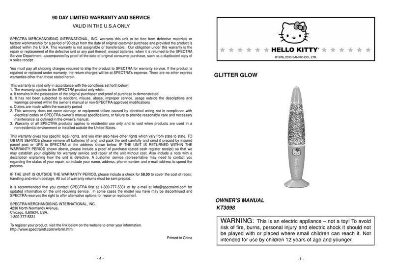 Spectra Hello Kitty KT3098 owner's manual Spectra Hello Kitty KT3098 owner's manual