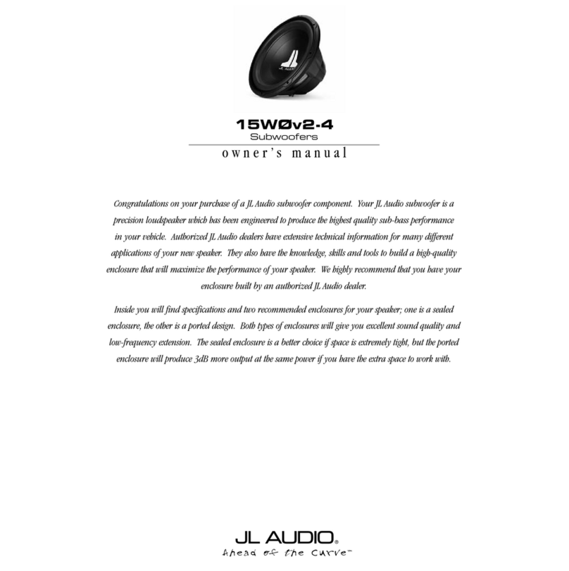 JL Audio 15W0v2 owner's manual