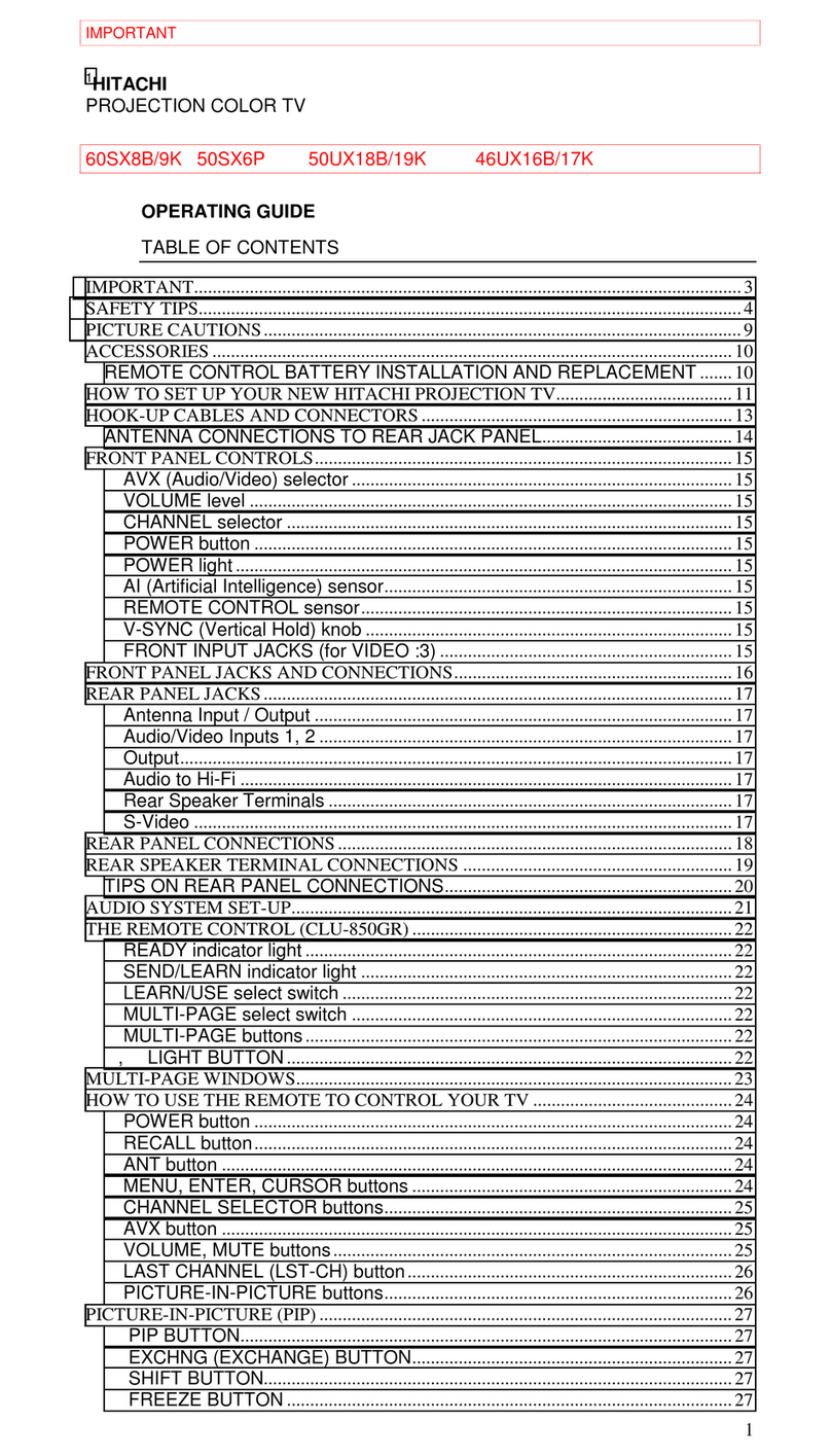 Hitachi 46UX16B/17K User manual