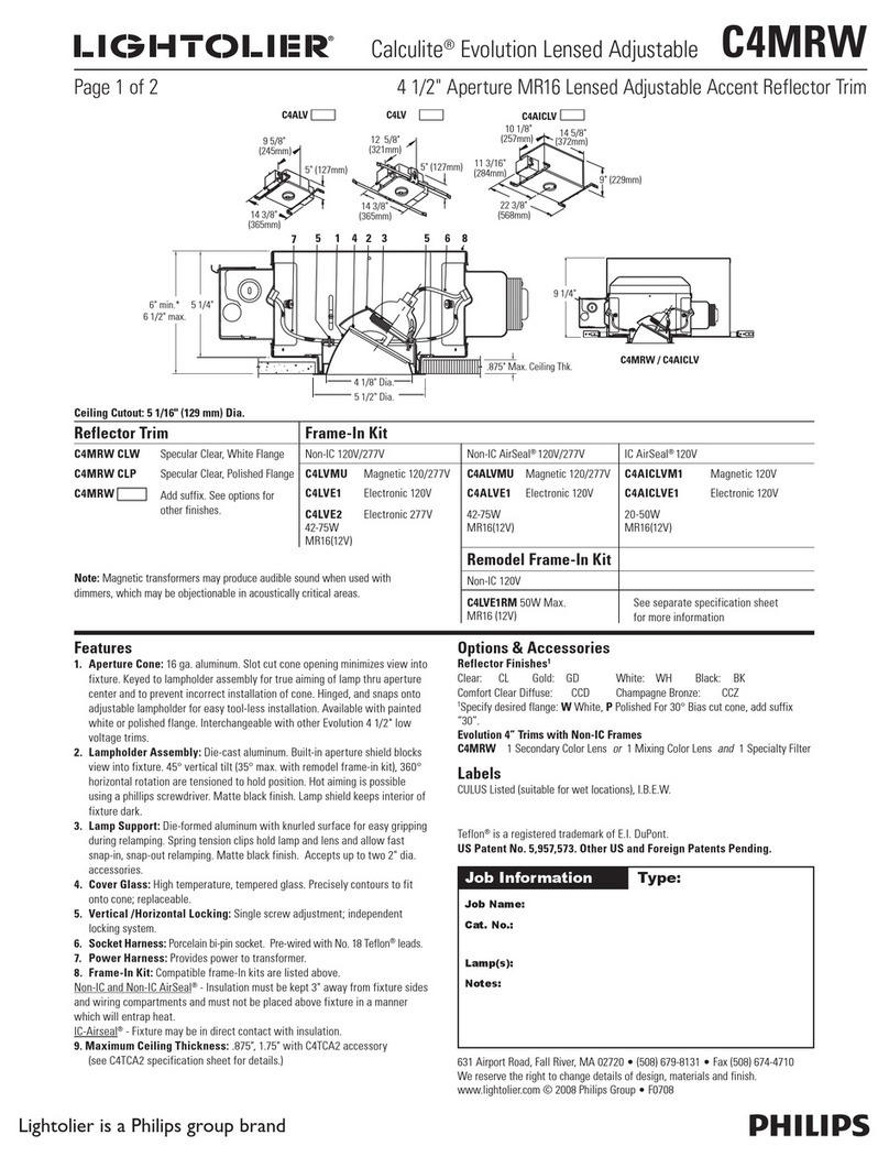 Lightolier Calculite HID Lensed Adjustable Accent C4MRW Specification sheet