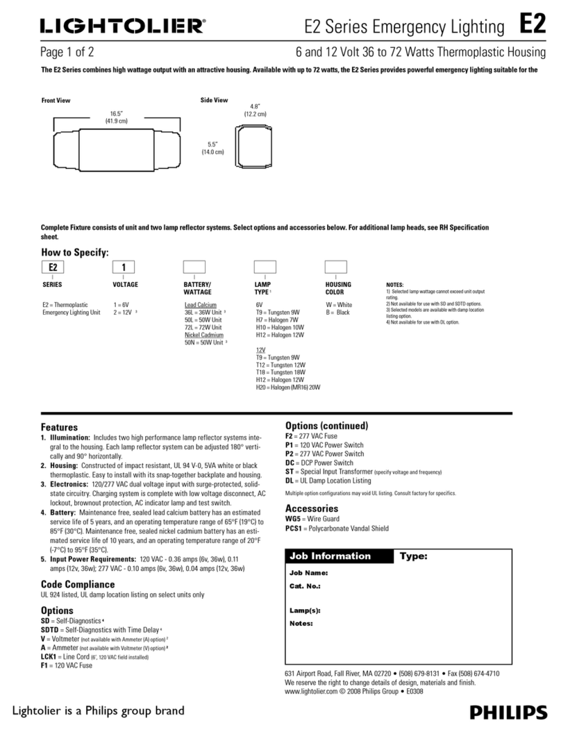 Lightolier Emergency Lighting E2 Series Specification sheet