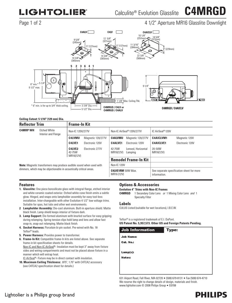 Lightolier Calculite HID Glasslite Downlight C4MRGD User manual