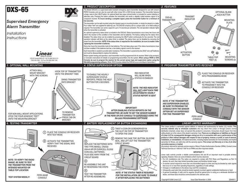Linear DX DXS-65 User manual