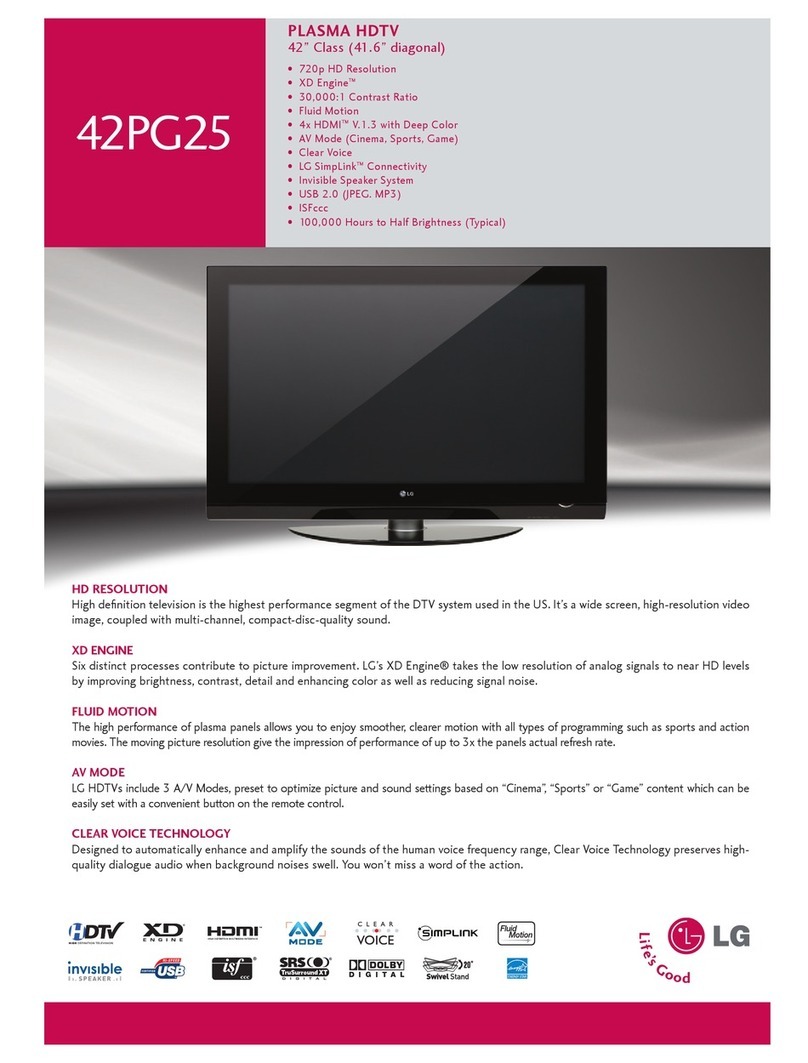 LG 42PG25 Series Specification sheet
