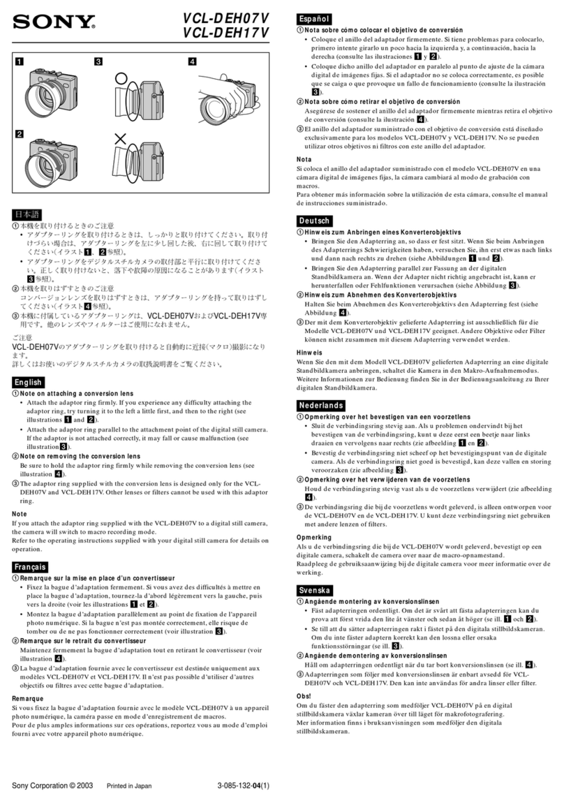 Sony VCL-DEH17V Quick start guide