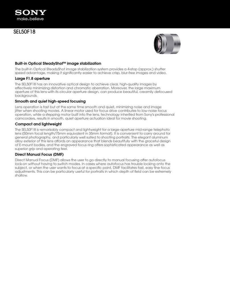 Sony SEL-50F18 Specification sheet