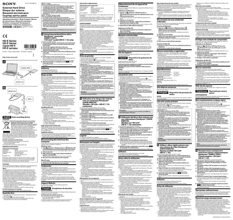 Sony HD-EG5 User manual