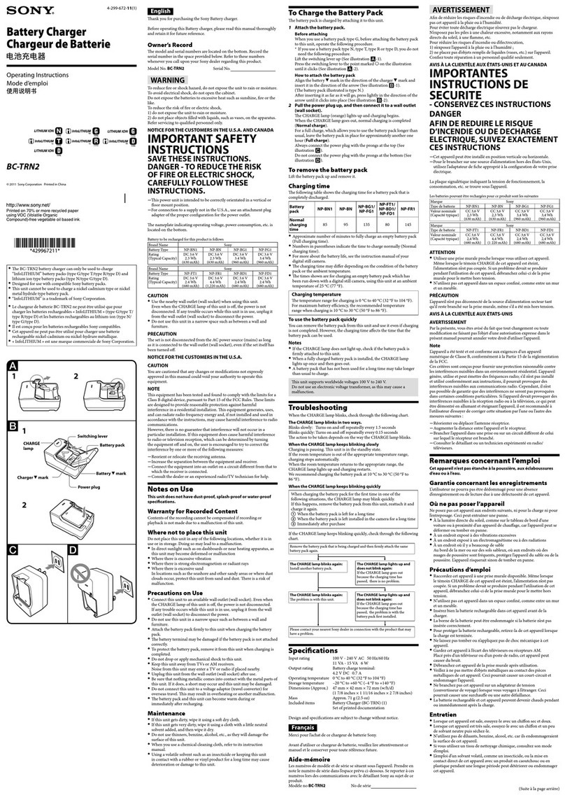 Sony BC-TRN2 operating instructions