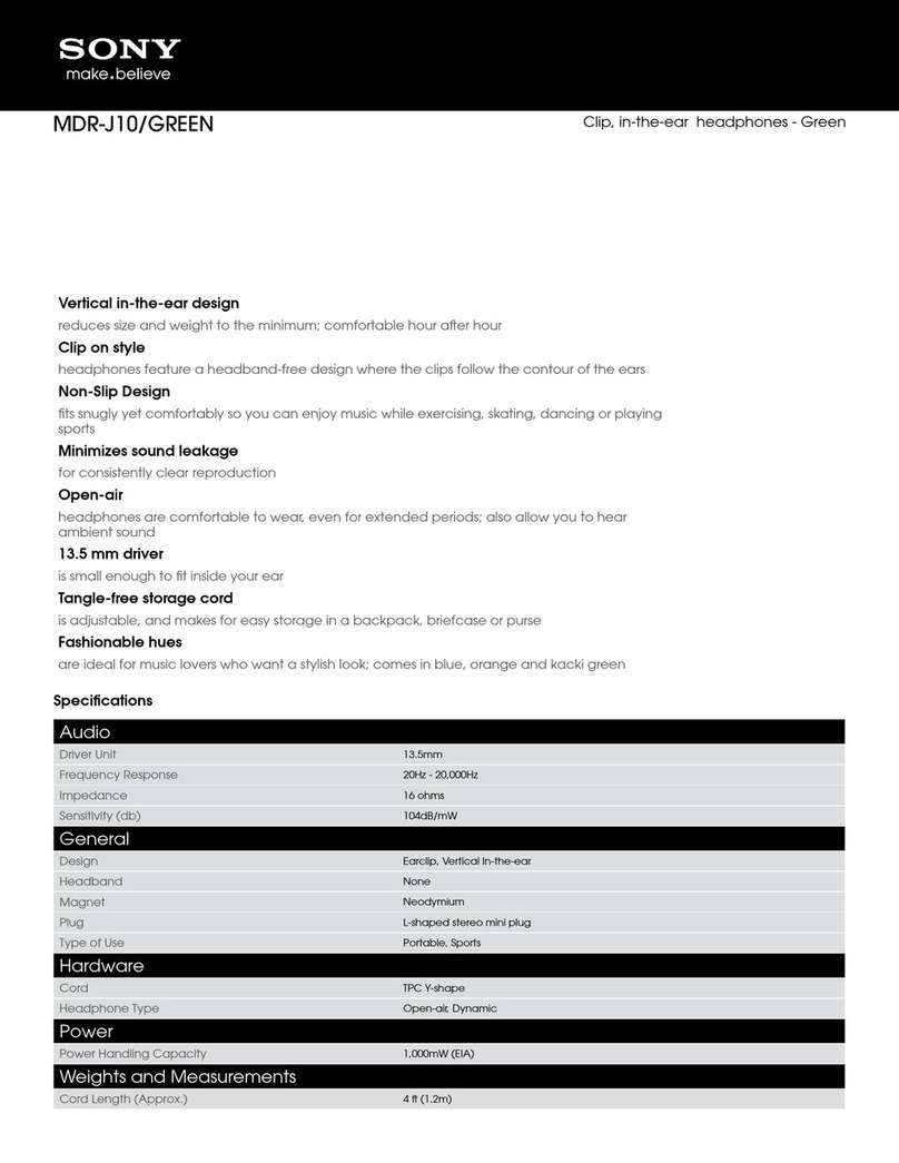 Sony MDR-J10 Specifications