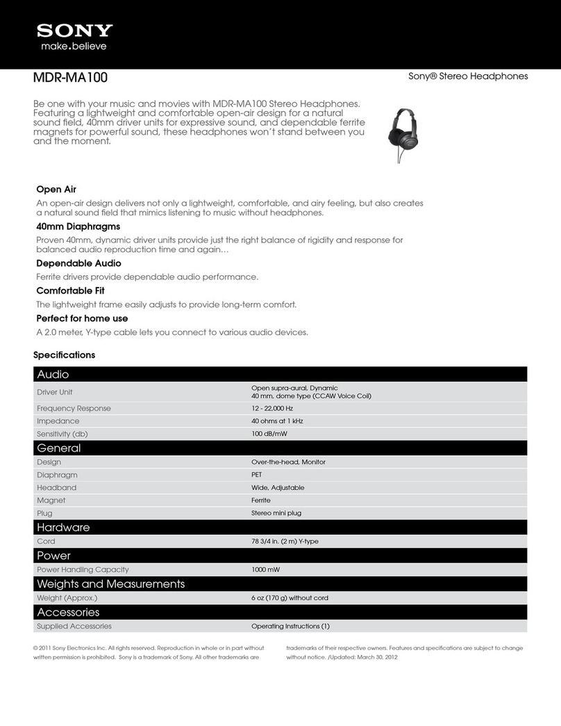 Sony MDR-MA100 Specifications