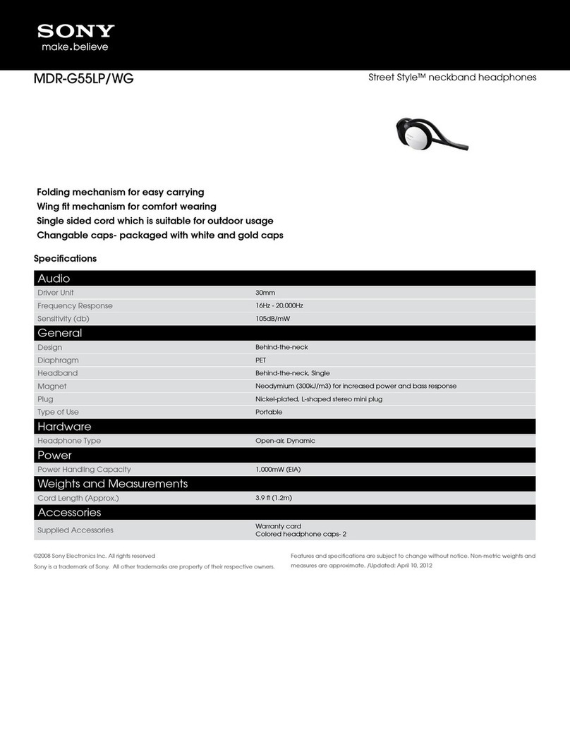 Sony Street Style MDR-G55LP/WG Specifications