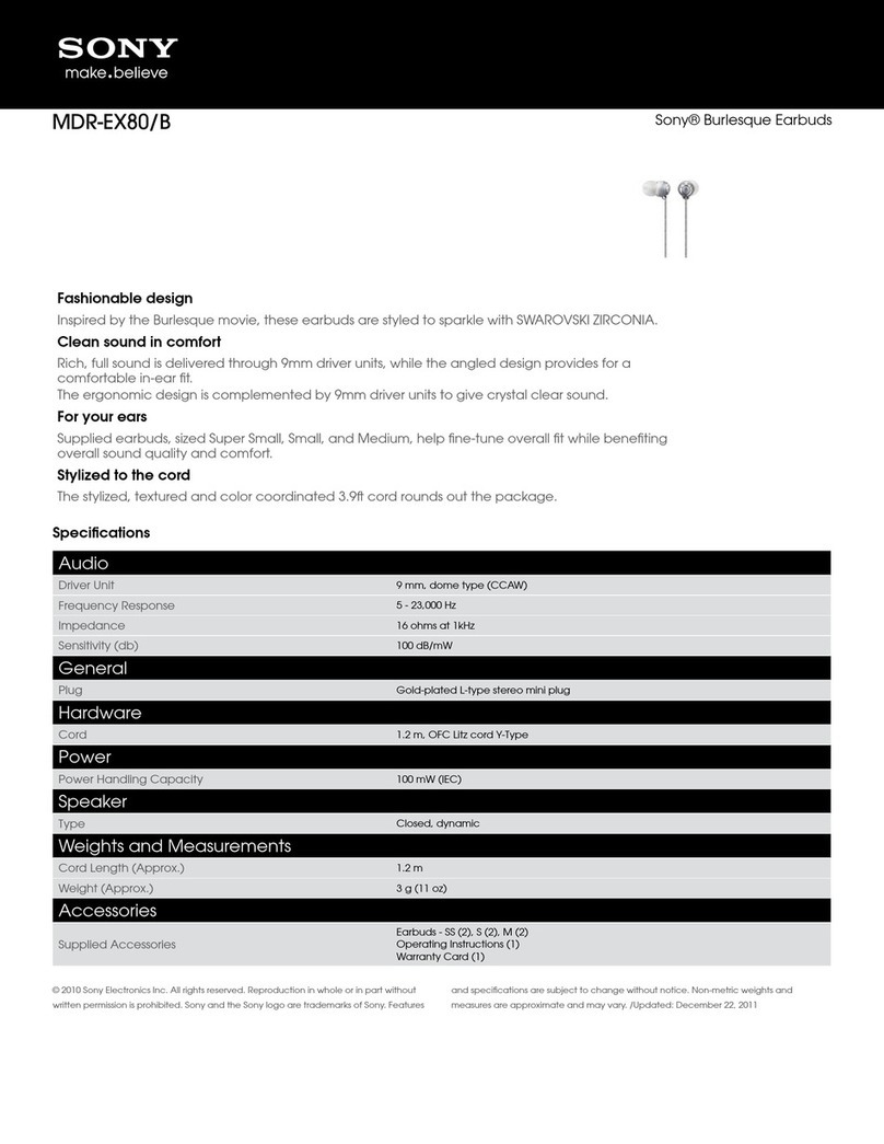 Sony MDR-EX80 Specifications