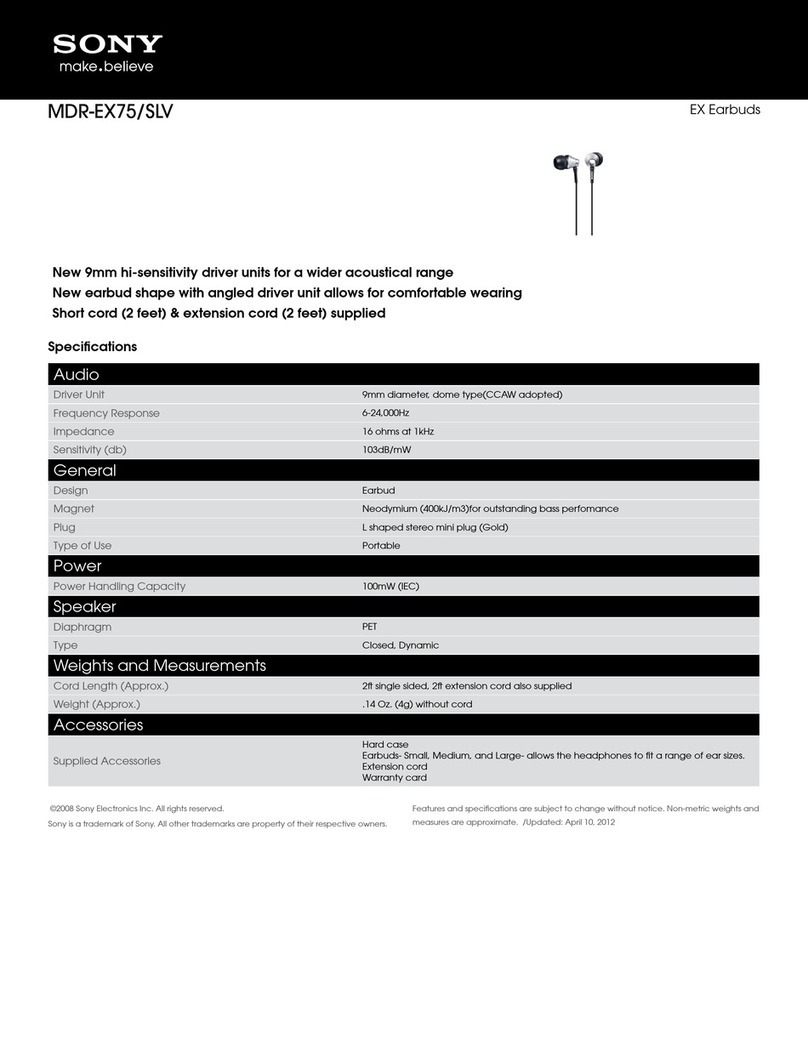 Sony MDR-EX75/SLV Specifications