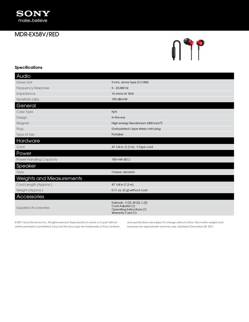 Sony MDR-EX58V/RED User manual