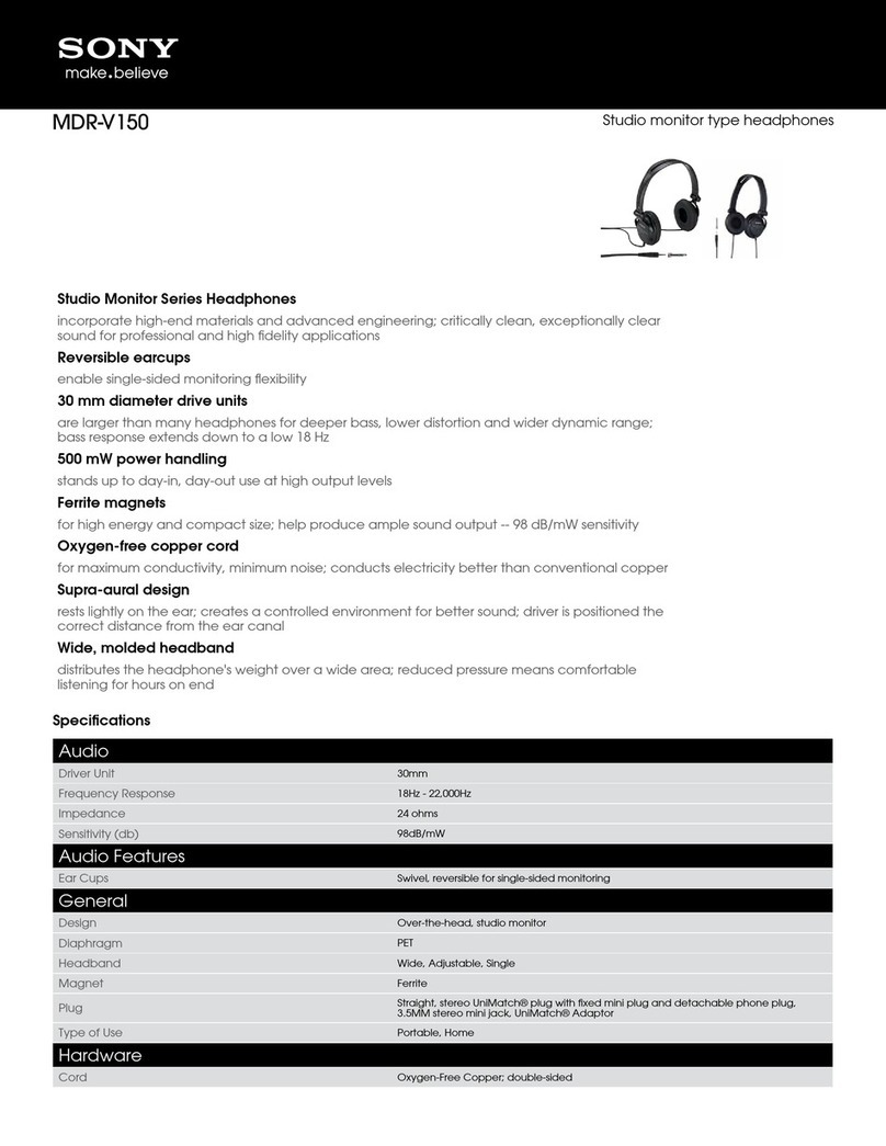 Sony MDR-V150 Specifications