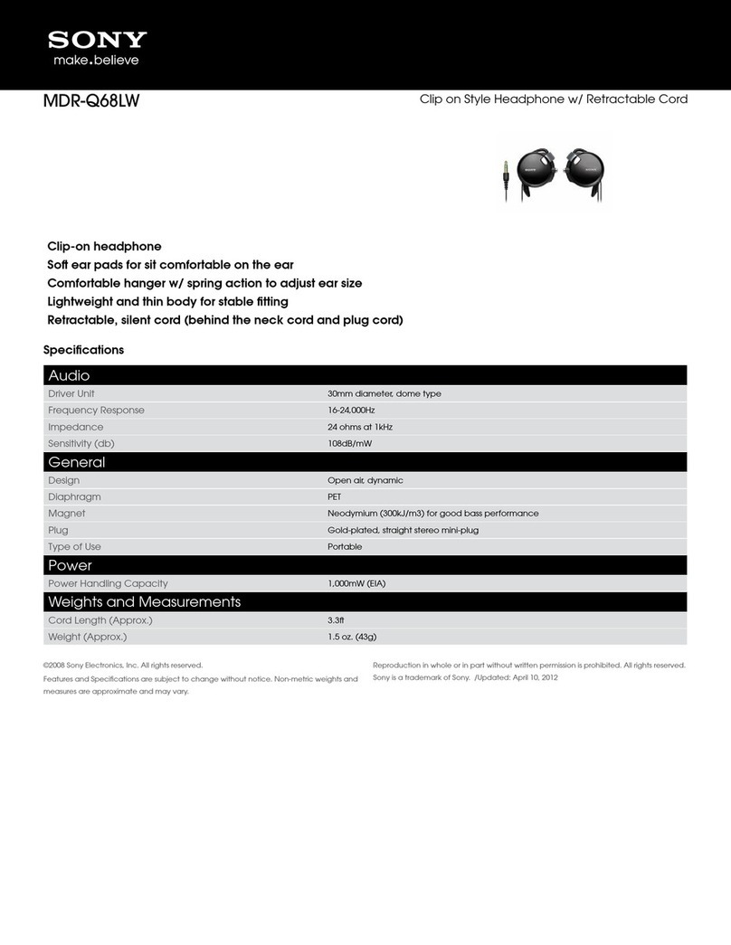 Sony MDR-Q68LW Specifications