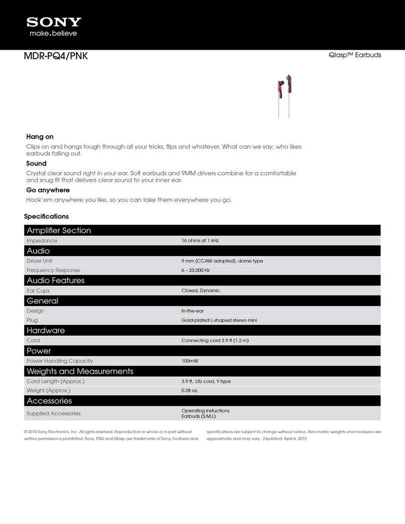Sony Qlasp MDR-PQ4/PNK Specifications