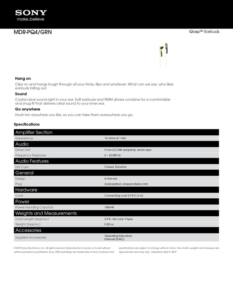Sony Qlasp MDR-PQ4/GRN Specifications