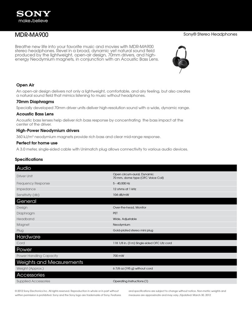 Sony MDR-MA900 Specifications