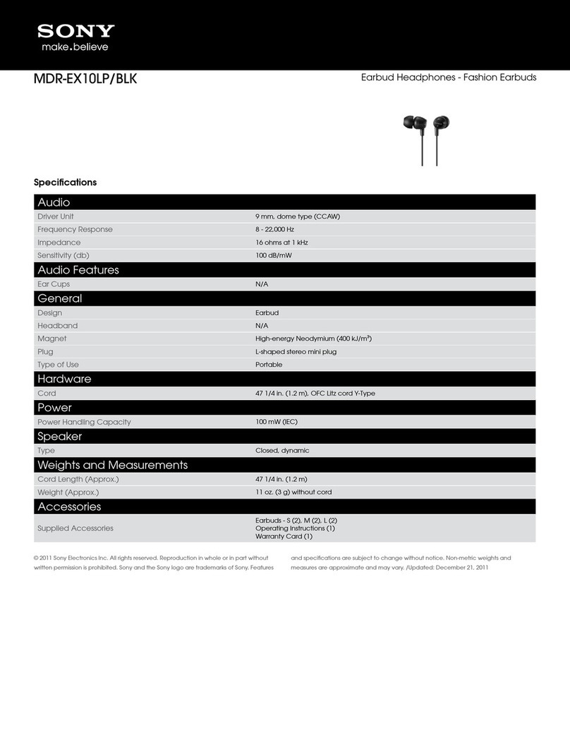 Sony MDR-EX10LP Specifications