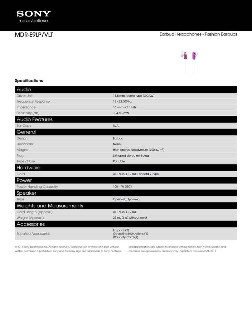 Sony MDR-E9LP/VLT User manual
