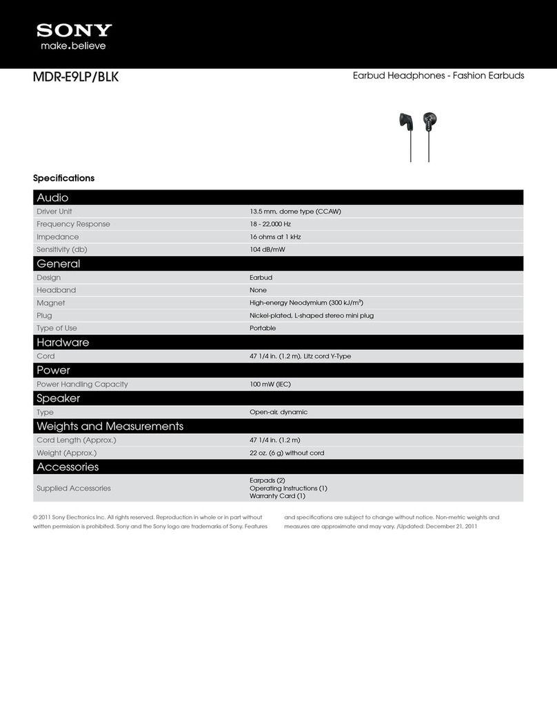 Sony MDR-E9LP Specifications