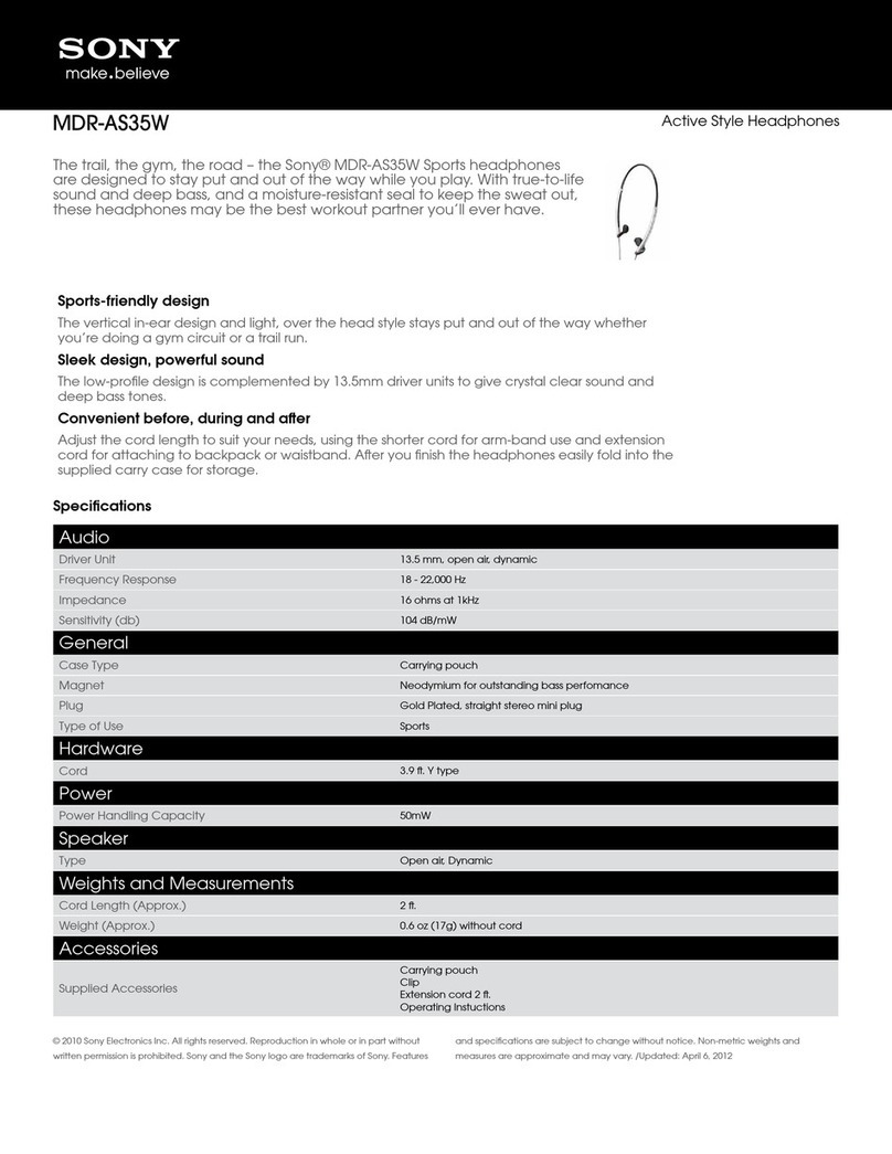 Sony MDR-AS35W Specifications