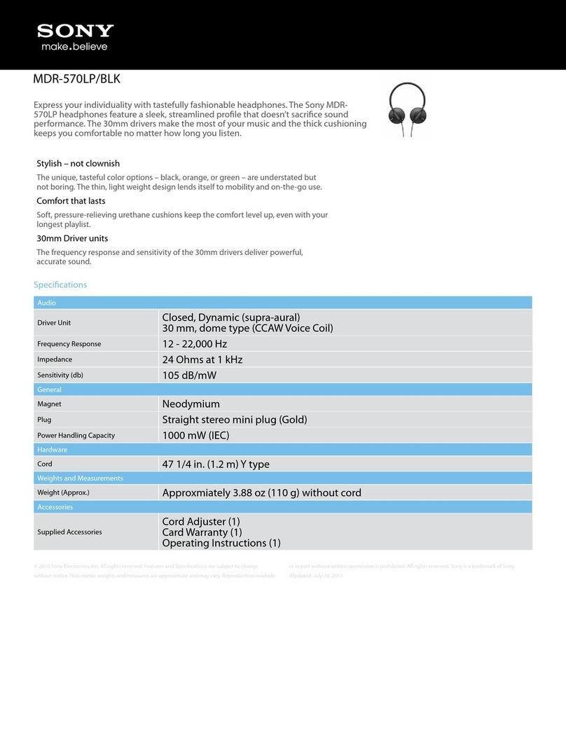 Sony MDR-570LP/BLK Specifications