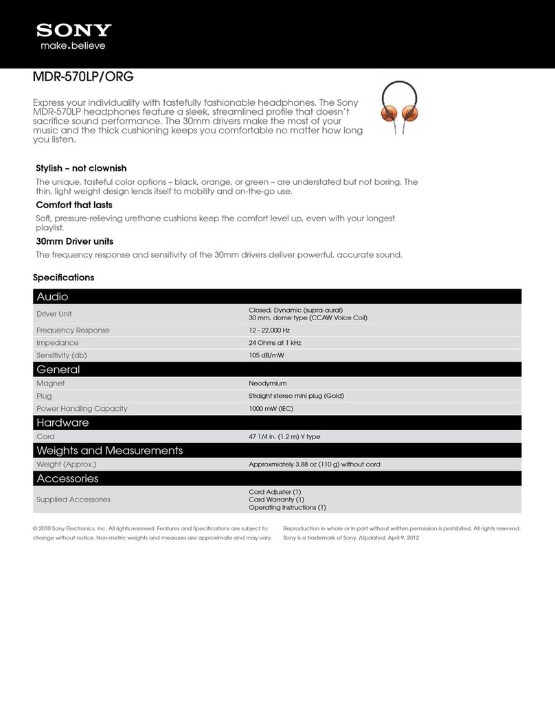 Sony MDR-570LP/ORG Specifications