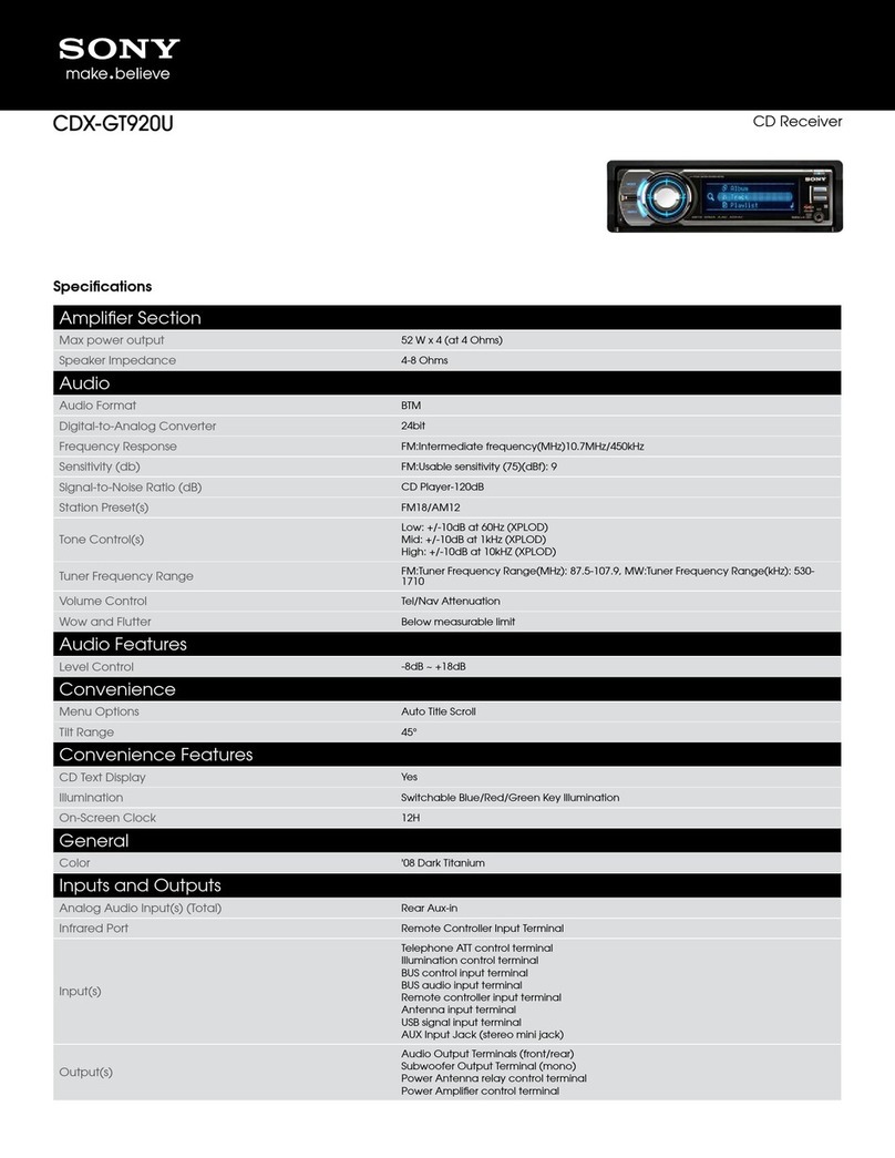 Sony CDX-GT920U Specifications