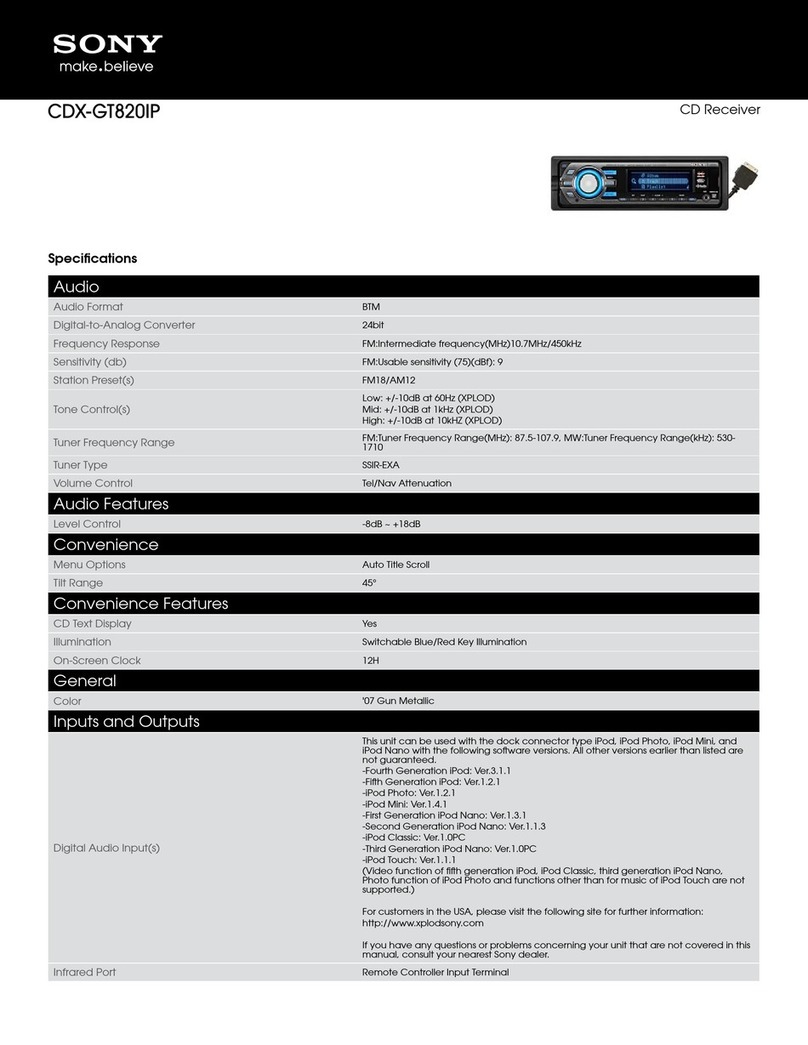 Sony CDXGT820IP - Xplod GT Series Head Unit User manual