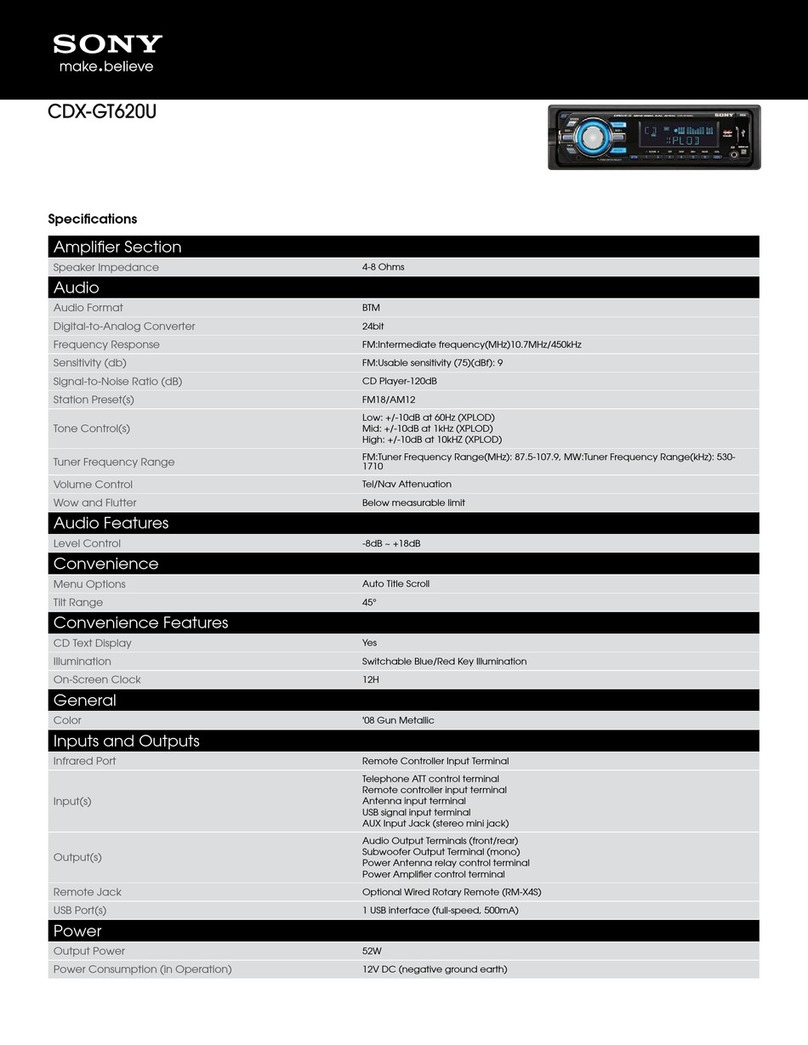 Sony GT620U - CDX Radio / CD Specifications