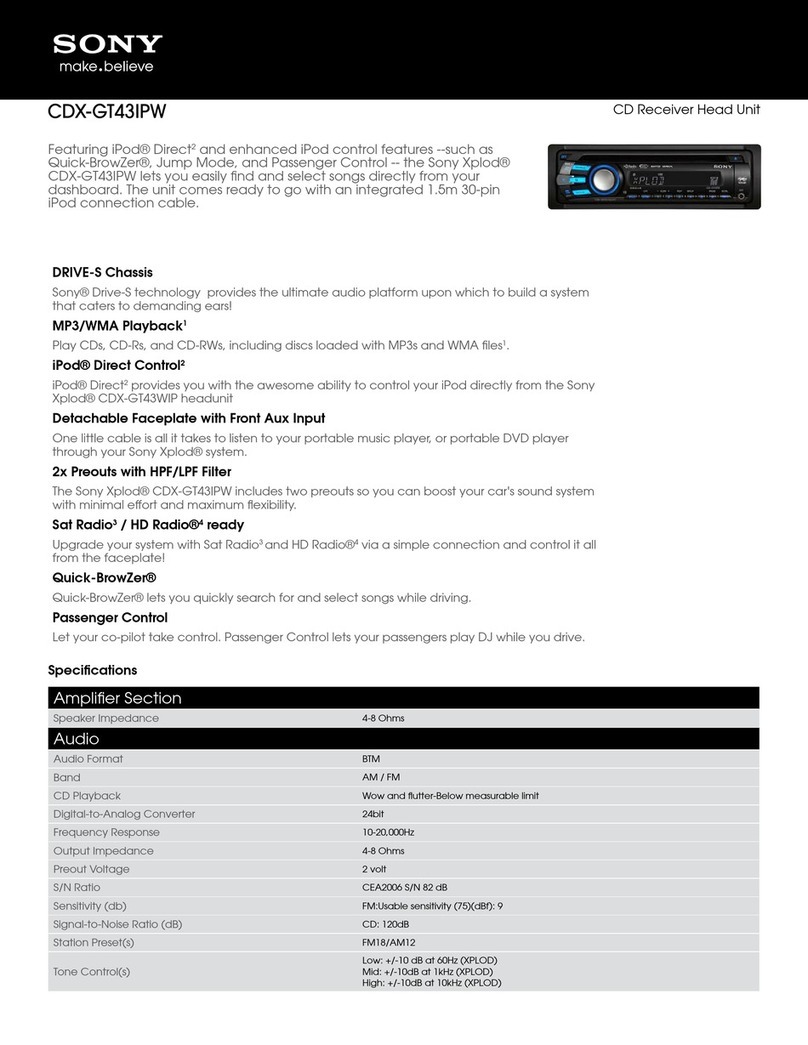 Sony CDX-GT43IPW - Fm/am Compact Disc Player Specifications Sony CDX-GT43IPW - Fm/am Compact Disc Player Specifications