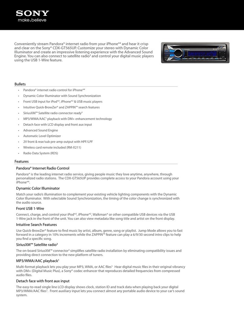 Sony CDX-GT565UP Specifications Sony CDX-GT565UP Specifications