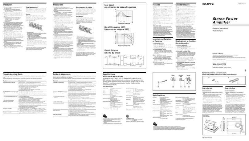 Sony XM-2002GTR - Stereo Amplifier operating instructions