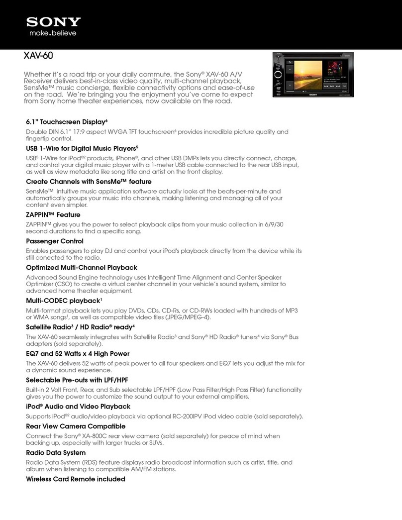 Sony XAV-60 - 6.1 Inch Avc Specifications